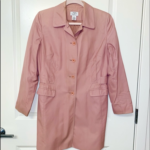 Ann Taylor Loft Spring Pink Trench Coat Jacket MP - Picture 1 of 9